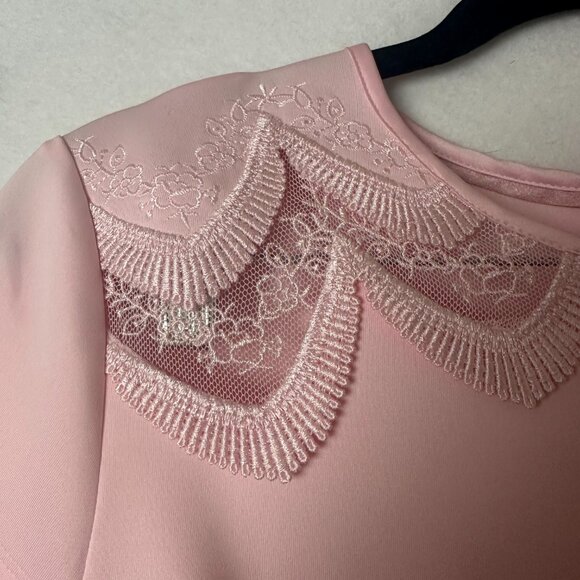 New Ted Baker London Rehanna Embroidered Cap Sleeve Skater Dress pink Size 8 - Picture 2 of 9